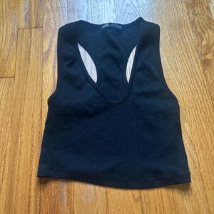Zara Black Sleeveless Crop Tank Top
